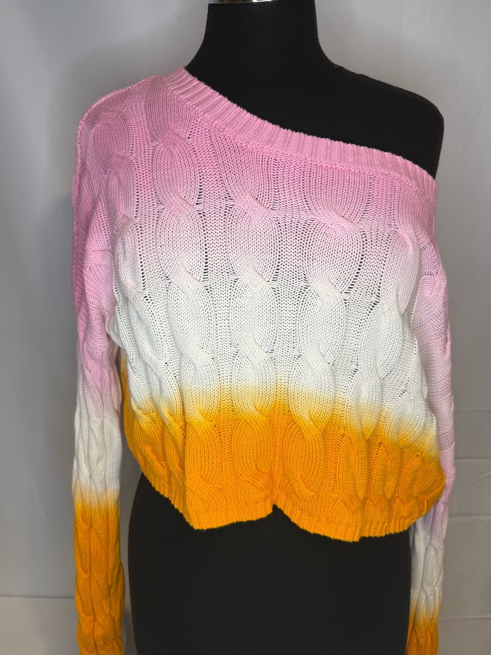 Sincerely Jules Cropped Ombré Cable Knit Sweater.